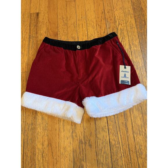 Chubbies Shorts Mens XL Red White Ol St. Nicks 5.5" Santa Holiday Faux Fur Trim - Picture 1 of 8